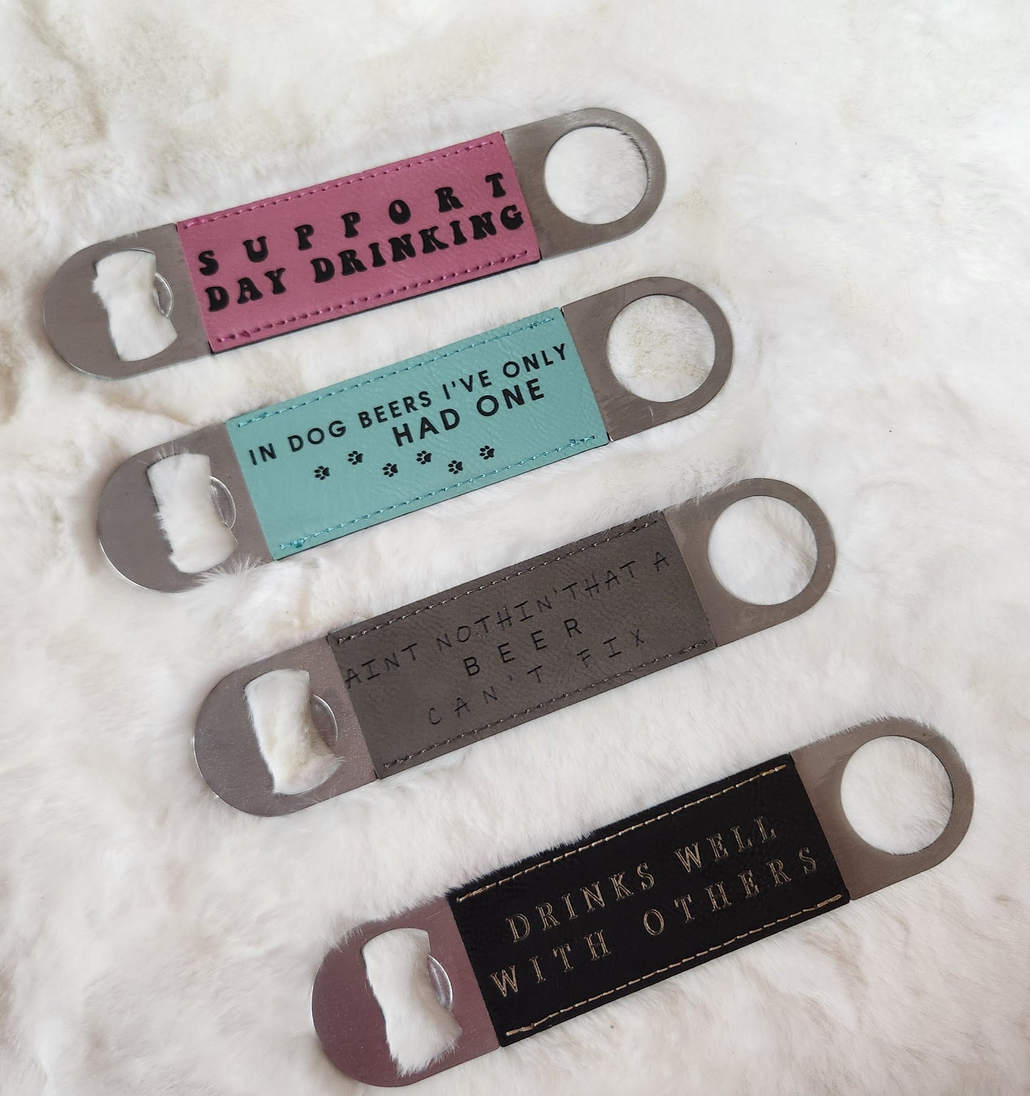 Leatherette Engraved Bottle Openers