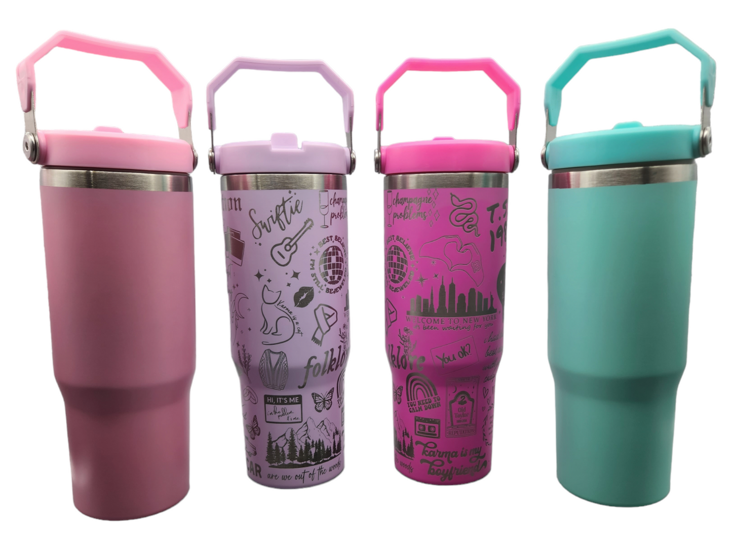 30oz Flip Straw Swiftie Engraved Tumbler