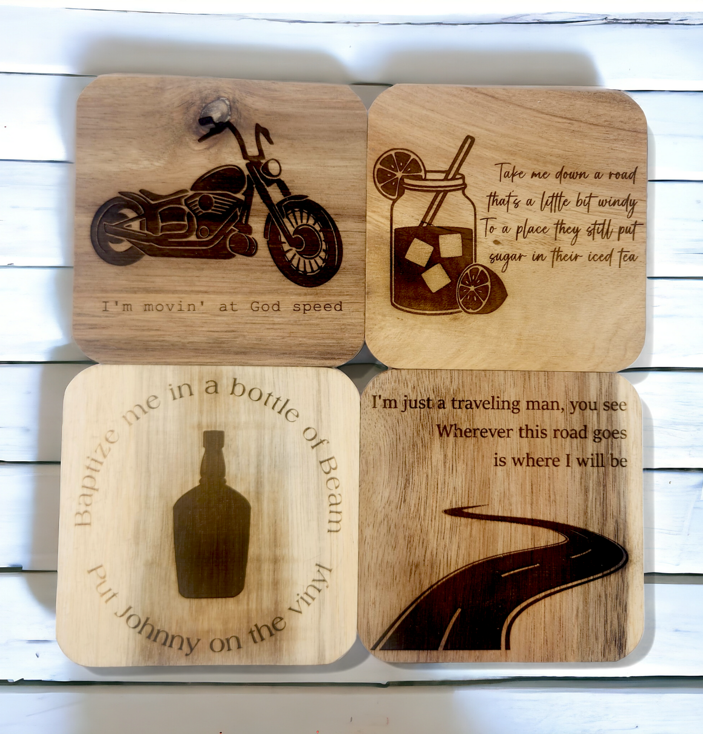 ZLB Lyrics Inspired Wood Coasters (Set of 4)