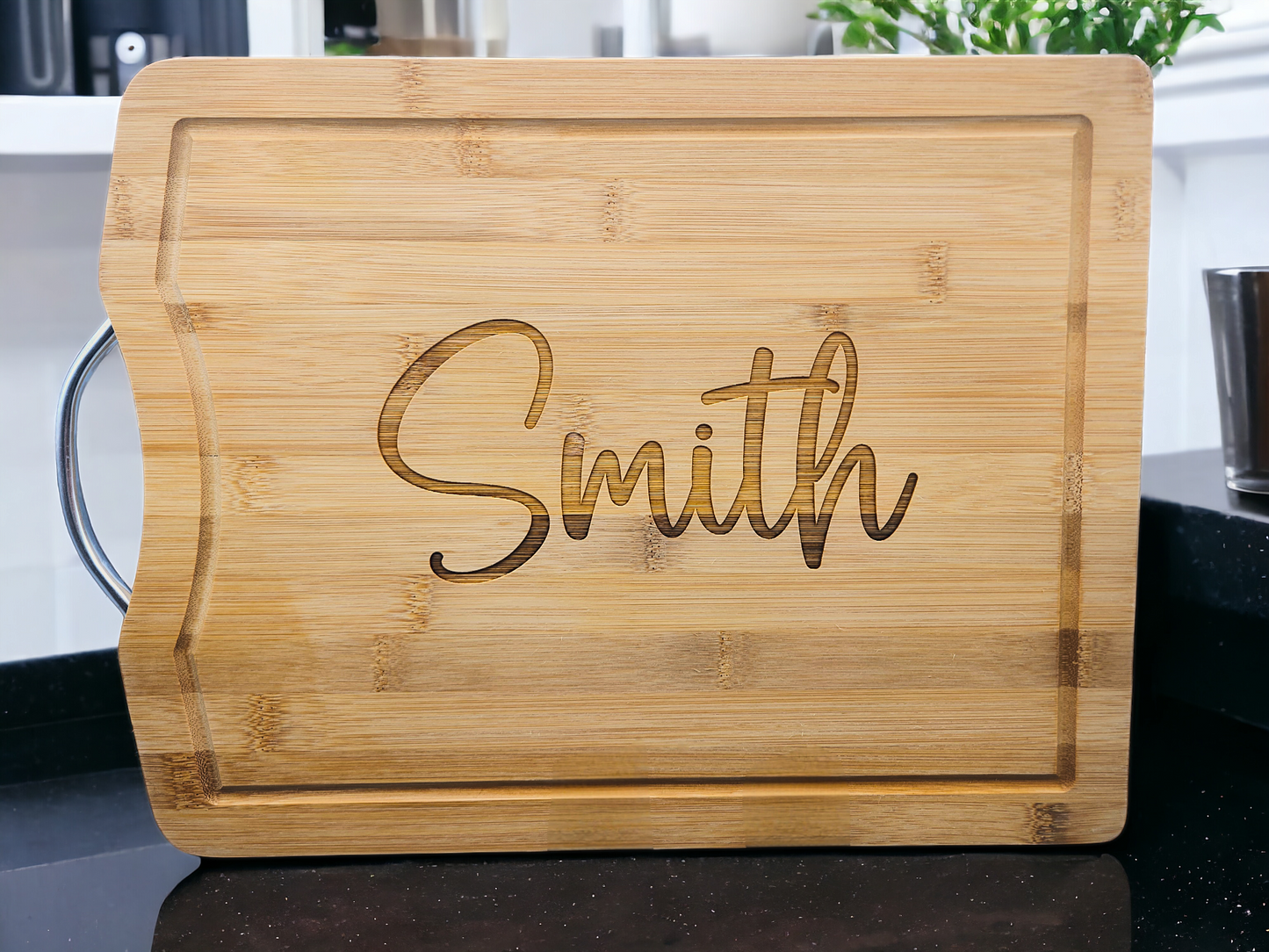 Single Name Bamboo Cutting Board with Handle