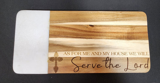 Serve the Lord Marble & Wood Cheese Board