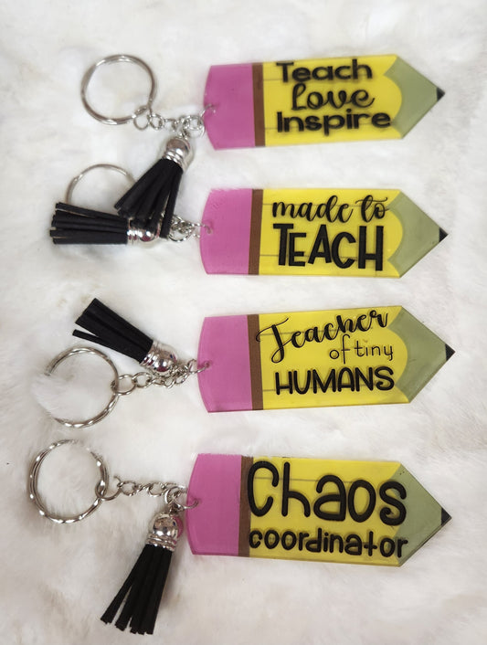 Pencil Teacher Keychains