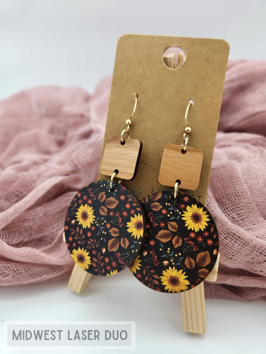 Sunflower Round Drop Earrings